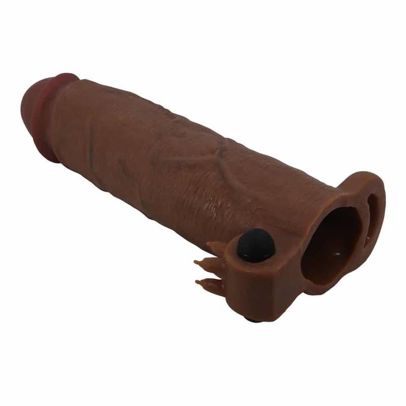Pretty Love – Xerxes 8.7″ Penis Extension with Vibrating Clit Stimulation- Brown