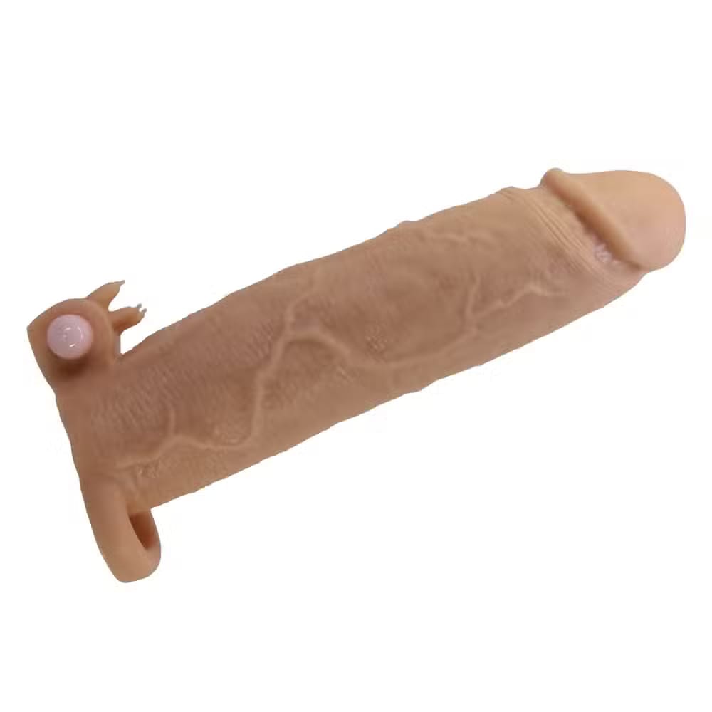 Pretty Love – 8.7″ Xerxes Vibrating Clit Stimulation Penis Extension- Flesh