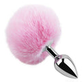 Small Steel Bunny Tail Anal Plug – Pink