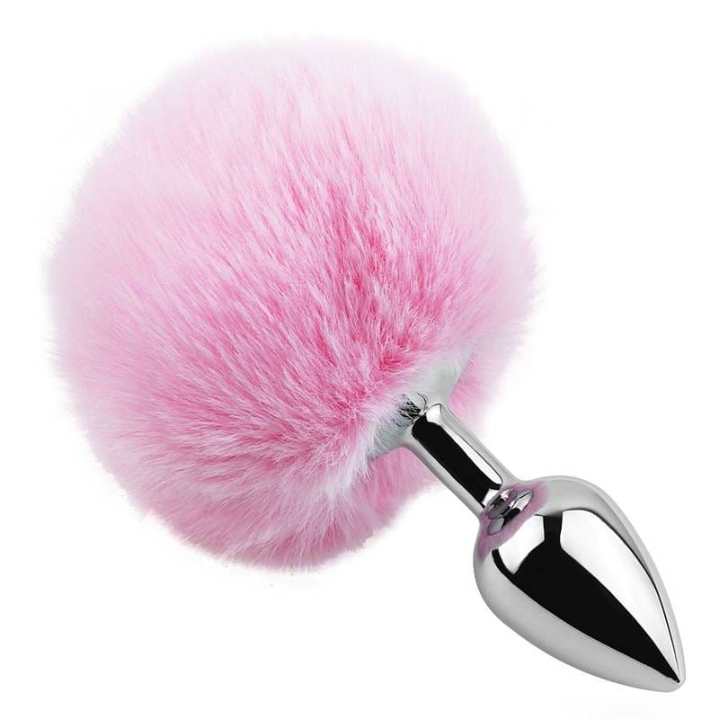 Small Steel Bunny Tail Anal Plug – Pink