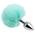 Small Steel Bunny Tail Anal Plug – Aqua